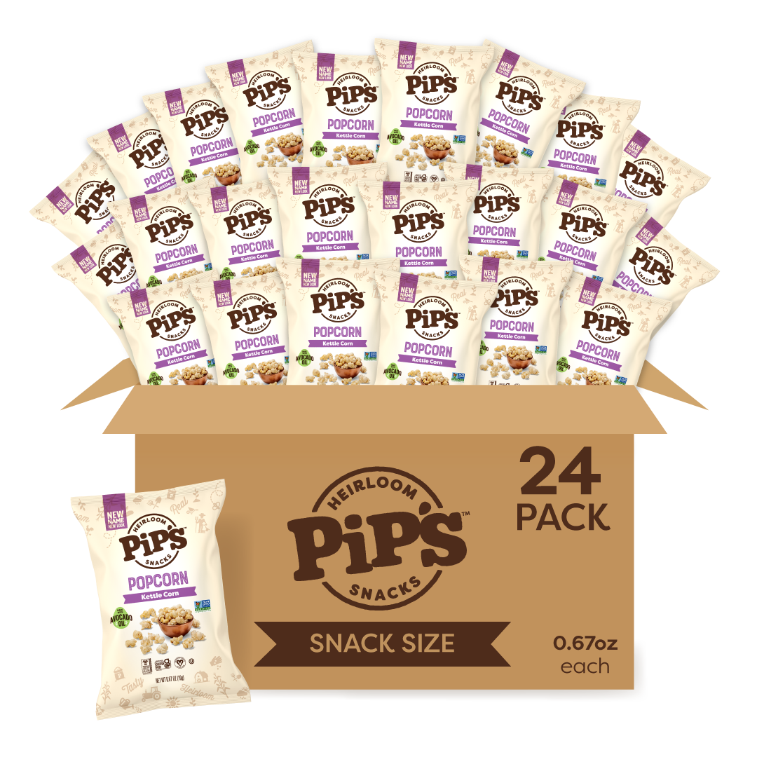 Kettle Popcorn, 24 Bags Snack Size – Pip's Heirloom Snacks