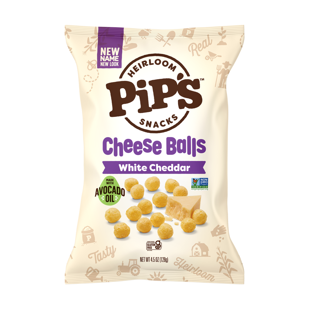 Pip's Heirloom Snacks: Popcorn, Cheese Balls, Corn Chips
