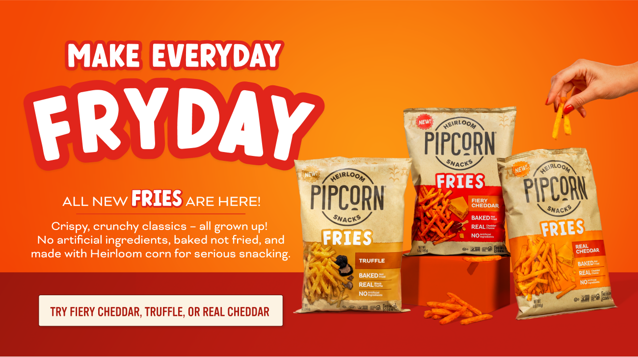 Pipcorn Pipcorn Heirloom Snacks: Popcorn, Cheese Balls, Corn Chips